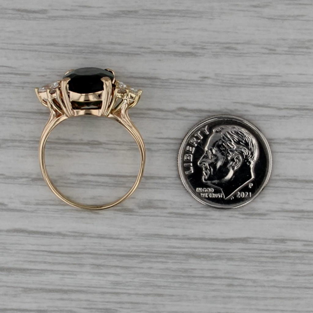 6.90ctw Oval Green Tourmaline Diamond Ring 14k Yellow Gold Size 7.75