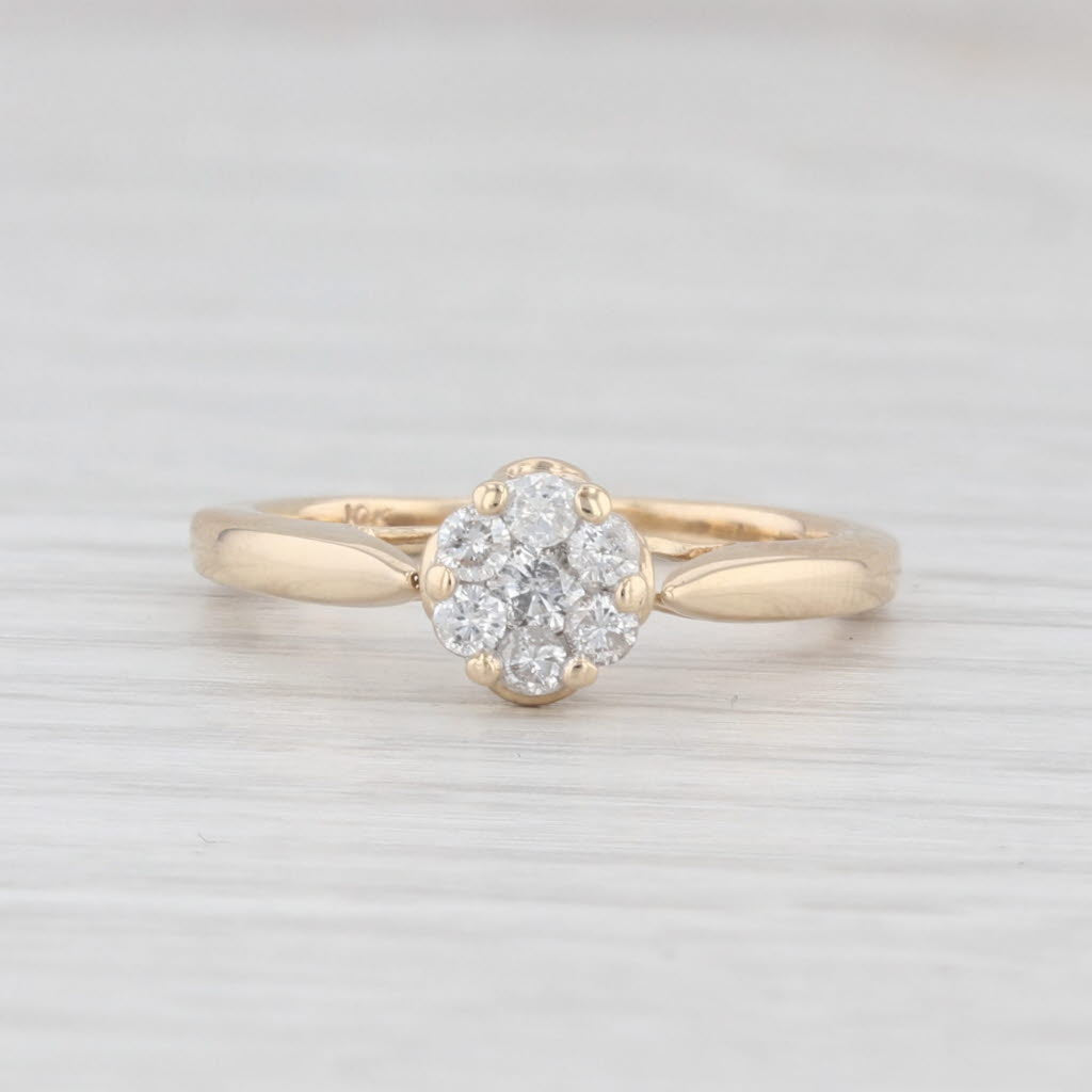 Light Gray 0.30ctw Diamond Cluster Engagement Ring 10k Yellow Gold Size 5.25 Cathedral Band