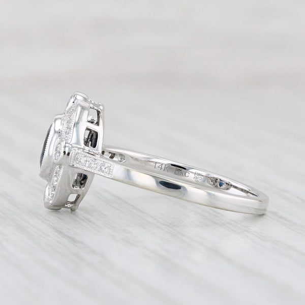 New Beverley K 0.95ctw Sapphire Diamond Halo Ring 14k Gold Size 7.25 Engagement