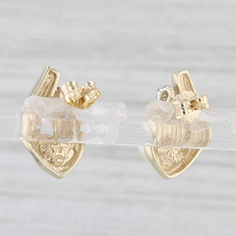 Cultured Pearl Diamond Stud Earrings 10k Yellow Gold