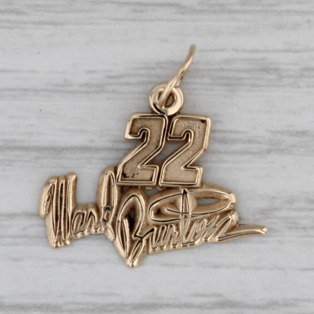 Gray Ward Burton Car 22 NASCAR Pendant 14k Yellow Gold Souvenir Charm