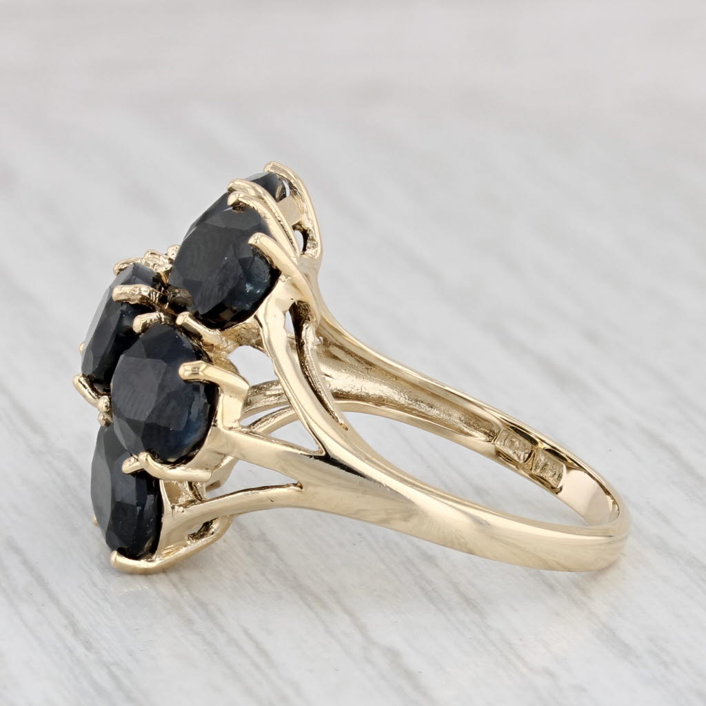 Light Gray 12.50ctw Black Sapphire Cluster Ring 10k Yellow Gold Size 8.25 Cocktail