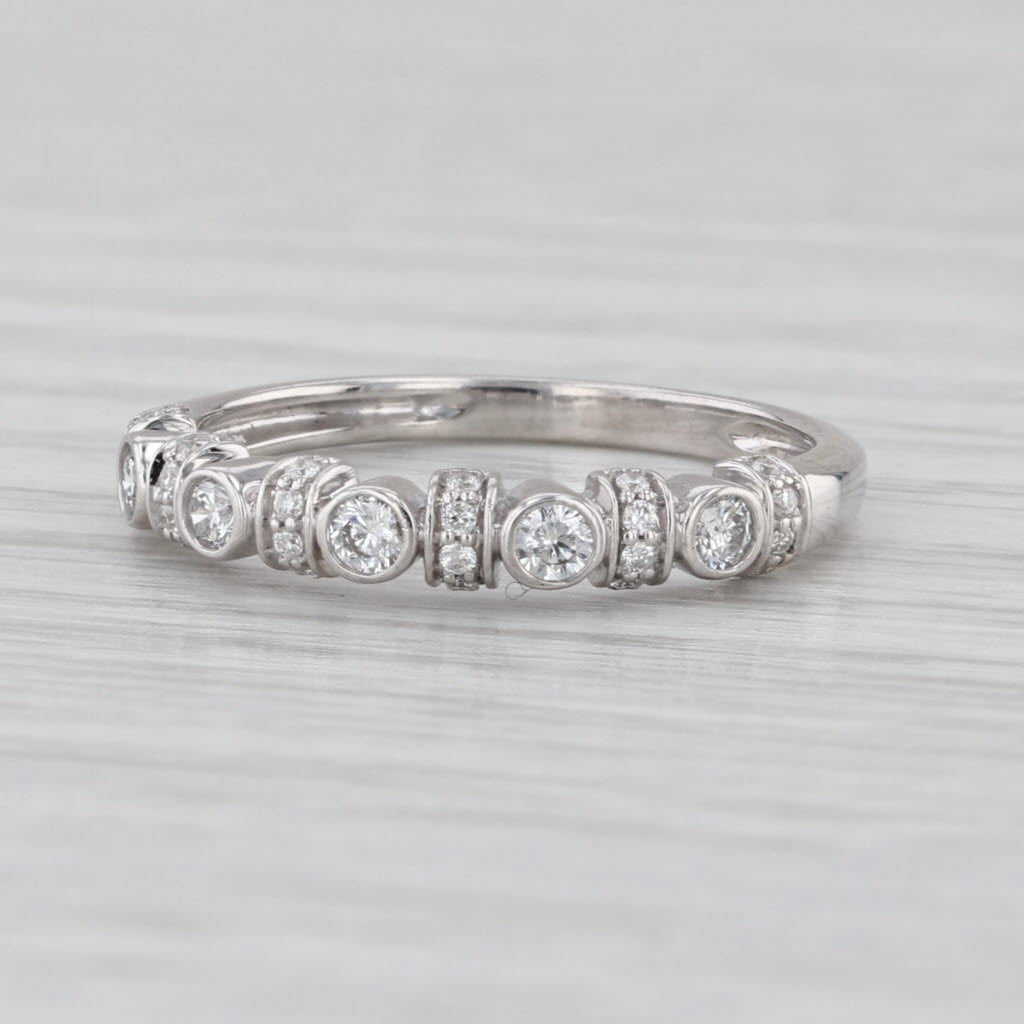 0.33ctw Diamond Wedding Band 14k White Gold Size 6.5 Stackable Anniversary Ring