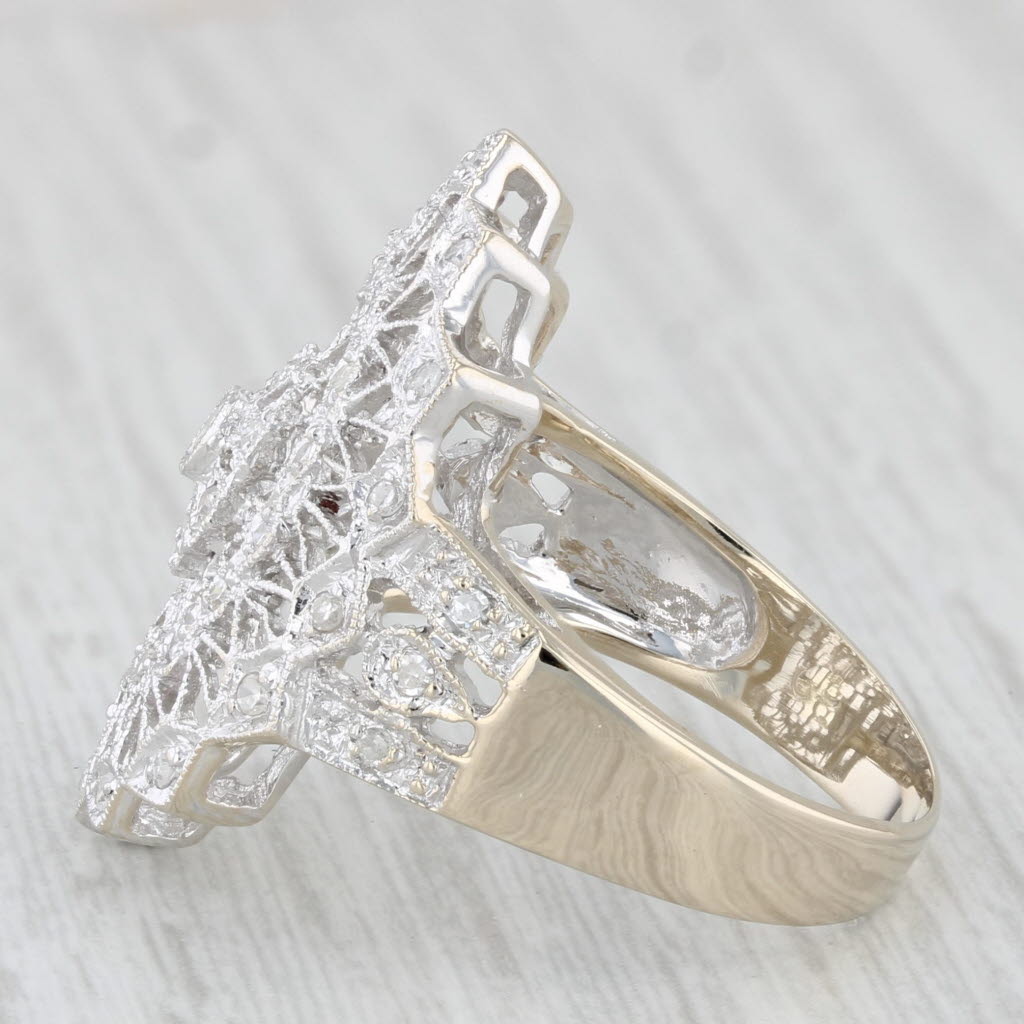 Light Gray 0.25ctw Diamond Filigree Ring 18k Gold Size 7.5 Cocktail