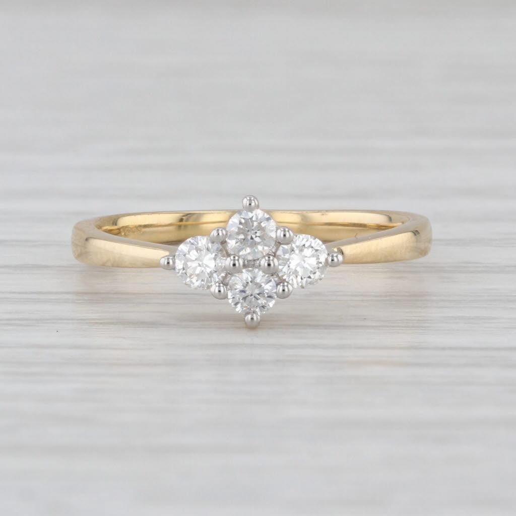 0.28ctw Diamond Cluster Ring 18k Yellow Gold Size 6.25 Engagement