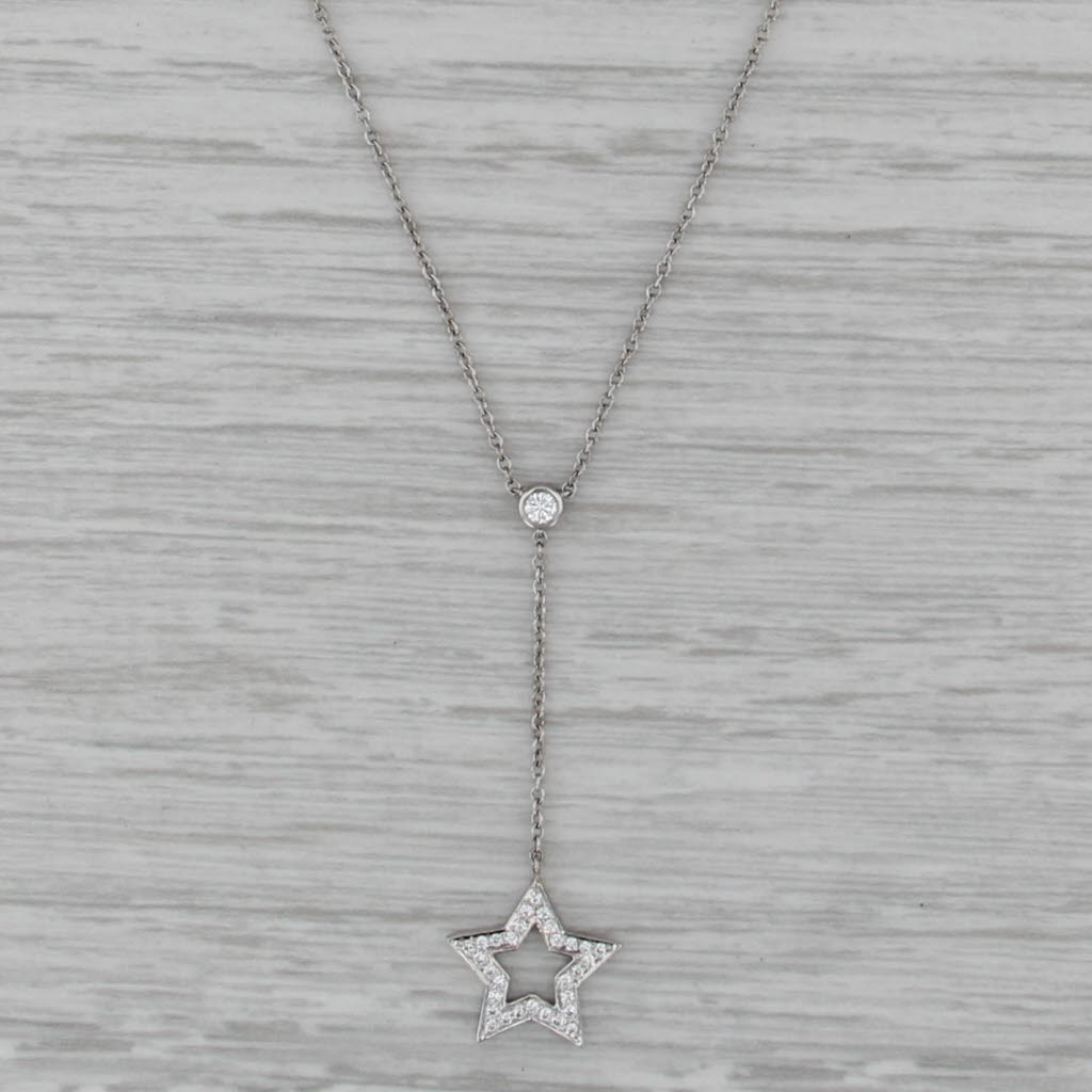 Tiffany & Co 0.20ctw Diamond Star Lariat Necklace w/ Pouch 950 Platinum 16.25"