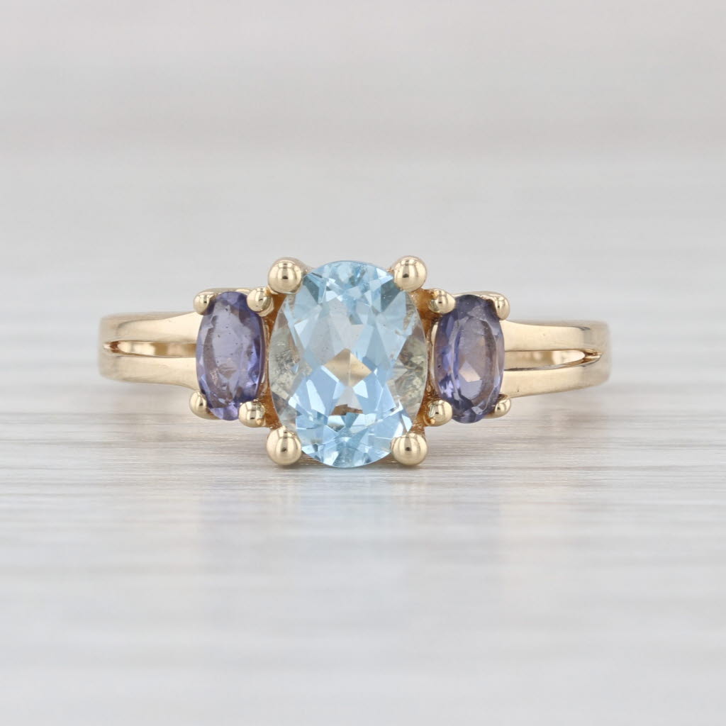 1.42ctw Aquamarine Iolite Ring 14k Yellow Gold Size 7