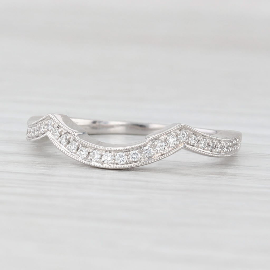 Neil Lane 0.12ctw Diamond Wedding Band Contoured Ring Guard 14k White Gold