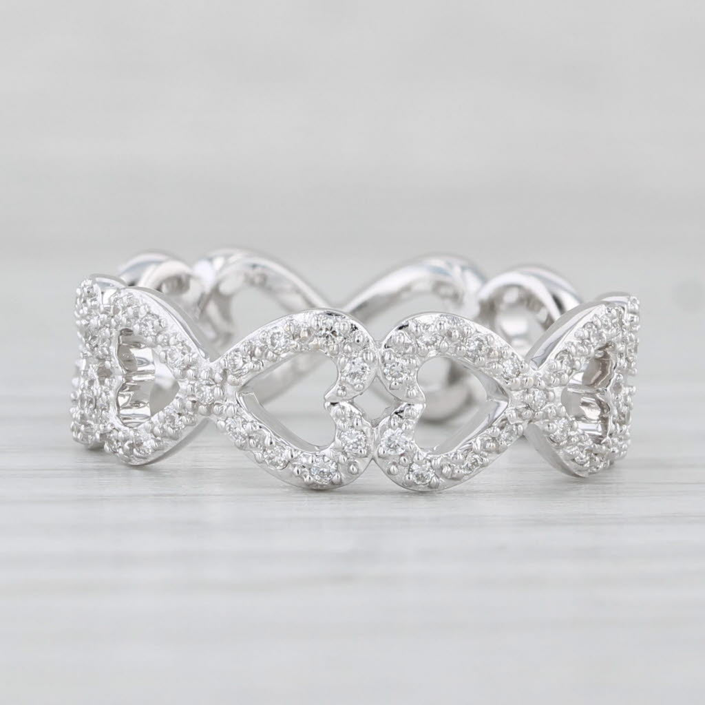 Light Gray New 0.40ctw Diamond Infinity Hearts Eternity Ring 18k White Gold Size 6 Spark