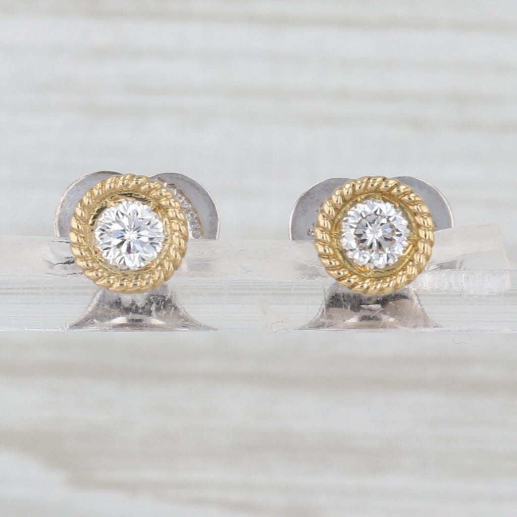 Roberto Coin Cento 0.56ctw VS2 Diamond Stud Earrings 18k Yellow White Gold Studs