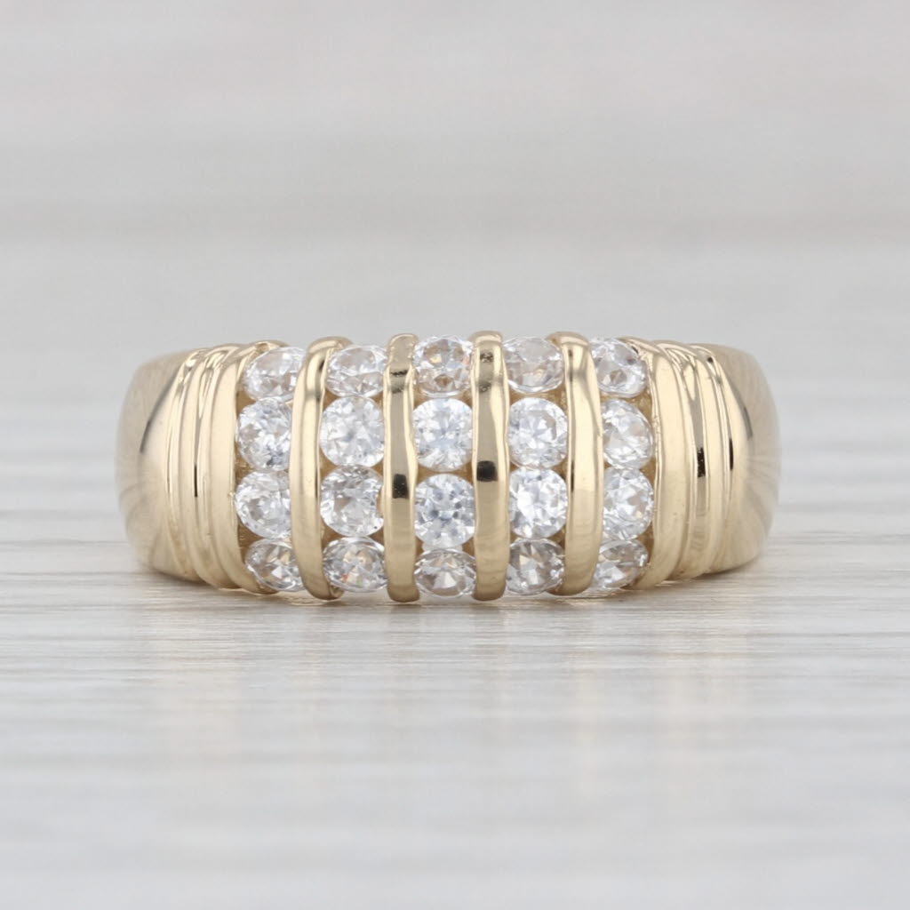 0.70ctw Cubic Zirconia Rows Ring 14k Yellow Gold Size 6.75 Italian