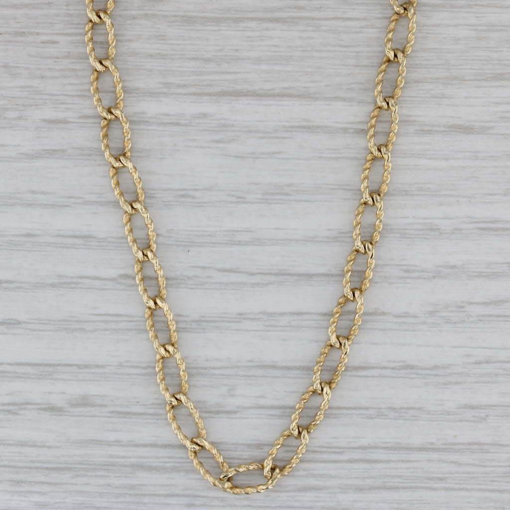 Gray 24" Curb Chain Necklace 14k Yellow Gold 4.4mm Italy Lobster Clasp