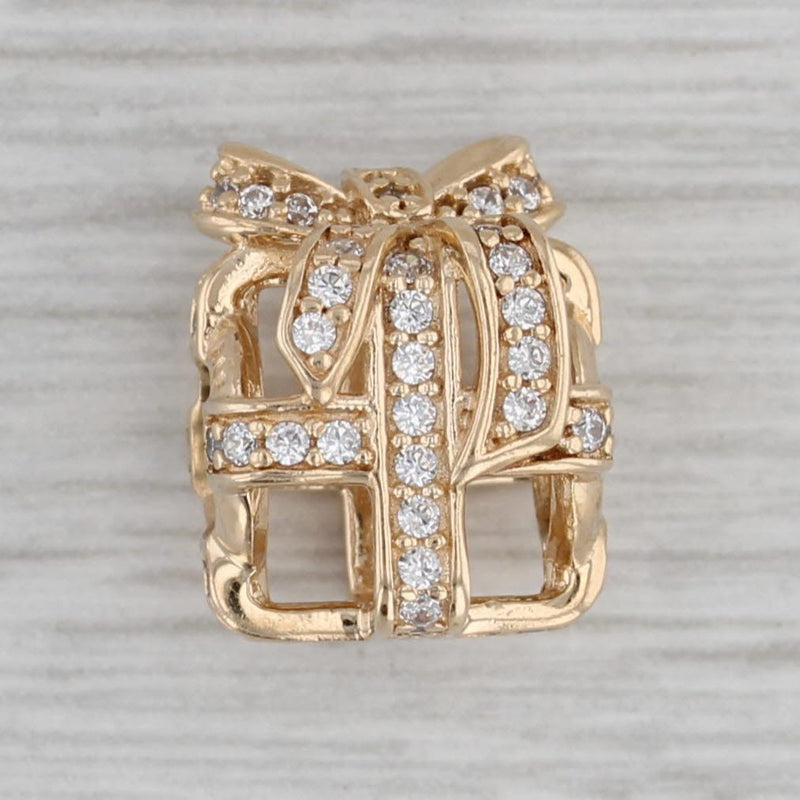 Authentic Pandora All Wrapped Up Charm 14k Gold Cubic Zirconia 750839CZ Retired