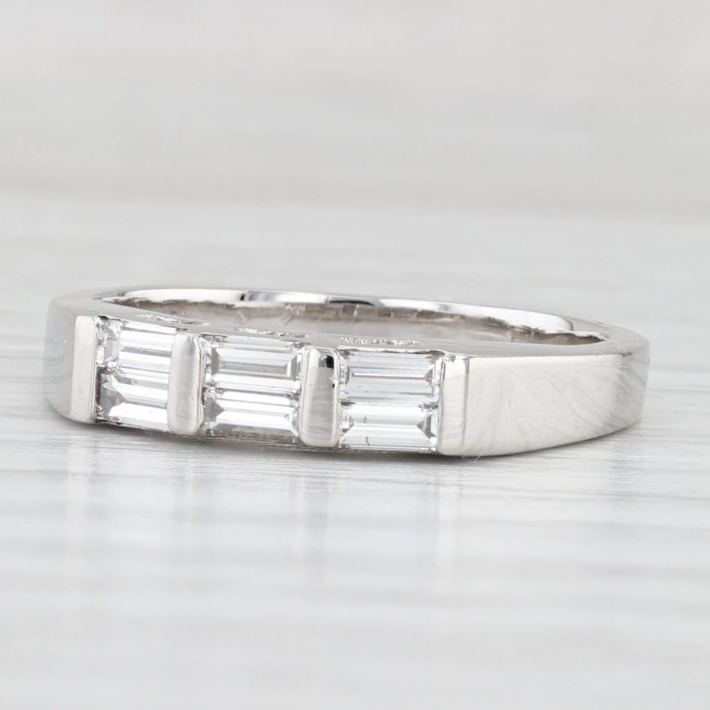 Light Gray 0.52ctw Diamond Wedding Ring Platinum Size 7.5 Stackable Band Anniversary