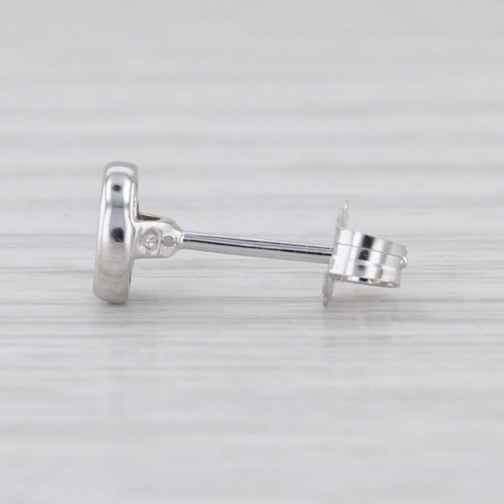 Single Diamond Solitaire Stud Earring 14k White Gold Bezel Set Round Stud
