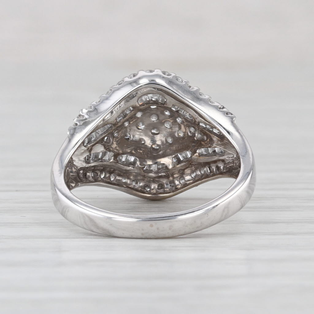 0.75ctw Diamond Custer Ring 10k White Gold Size 7