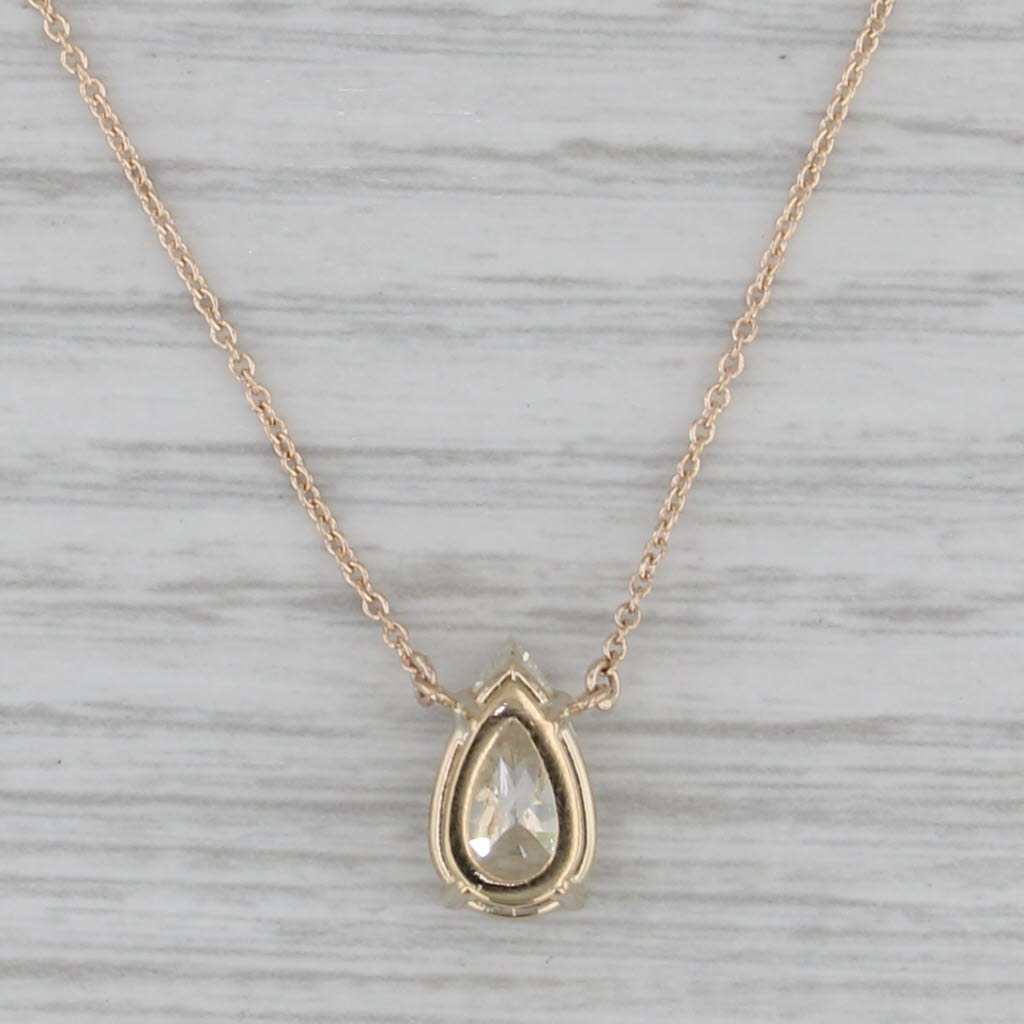New 1.88ct Pear Diamond Necklace 14k Yellow Gold 16.25" 18.25" Cable Chain