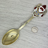 Dark Gray Vintage 1952 Anton Michelsen Sterling Silver & Enamel Christmas Spoon Santa