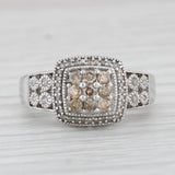 Light Gray 0.29ctw Champagne White Diamond Halo Engagement Ring 10k White Gold Size 7