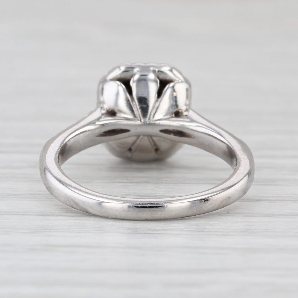 0.75ctw Emerald Cut Diamond Halo Engagement Ring 14k White Gold Size 7