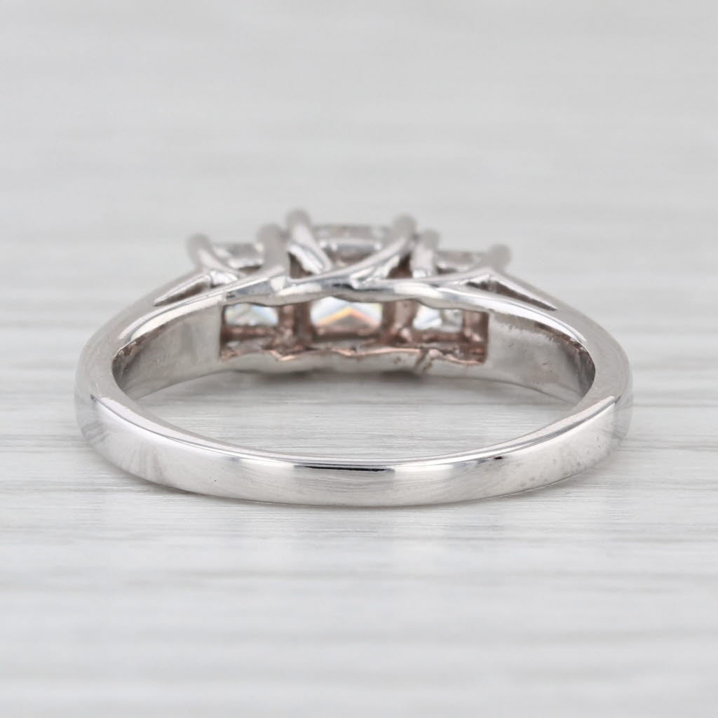 0.87ctw Princess Diamond 3-Stone Engagement Ring 14k White Gold Size 6.5