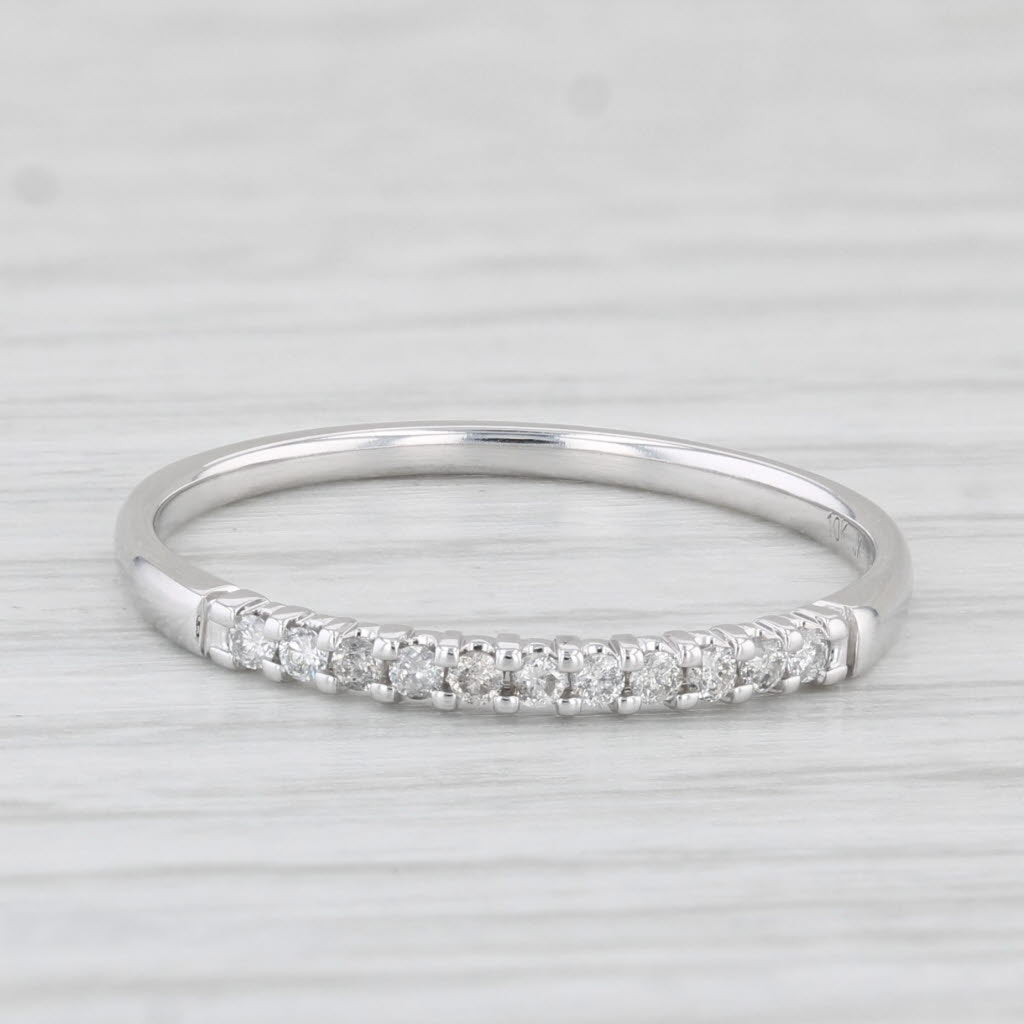 Light Gray 0.10ctw Diamond Wedding Band 10k White Gold Stackable Ring Size 7