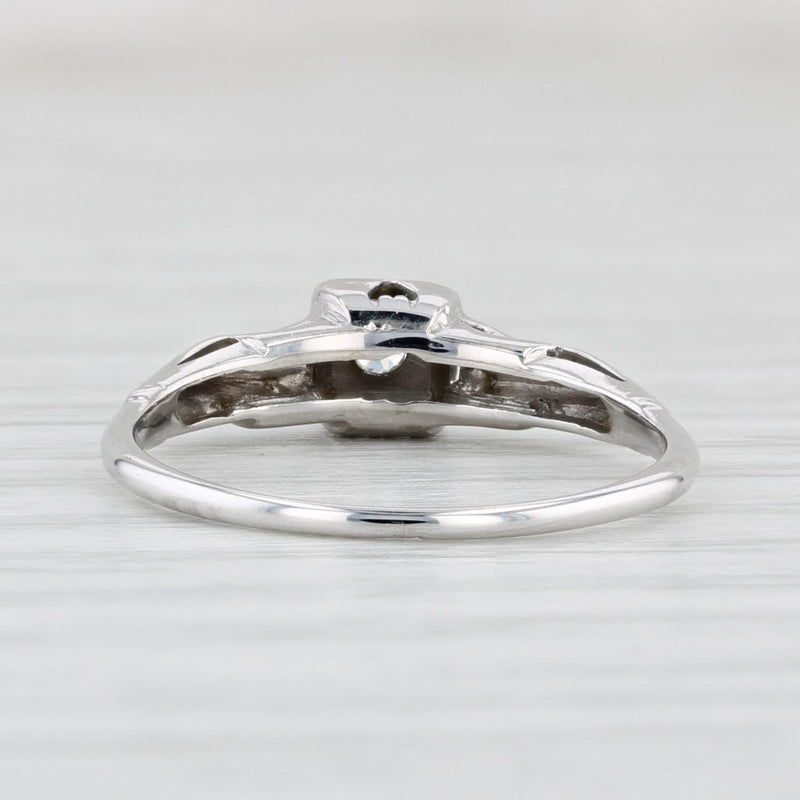 Light Gray Vintage Diamond Solitaire Ring 14k White Gold Size 6.25