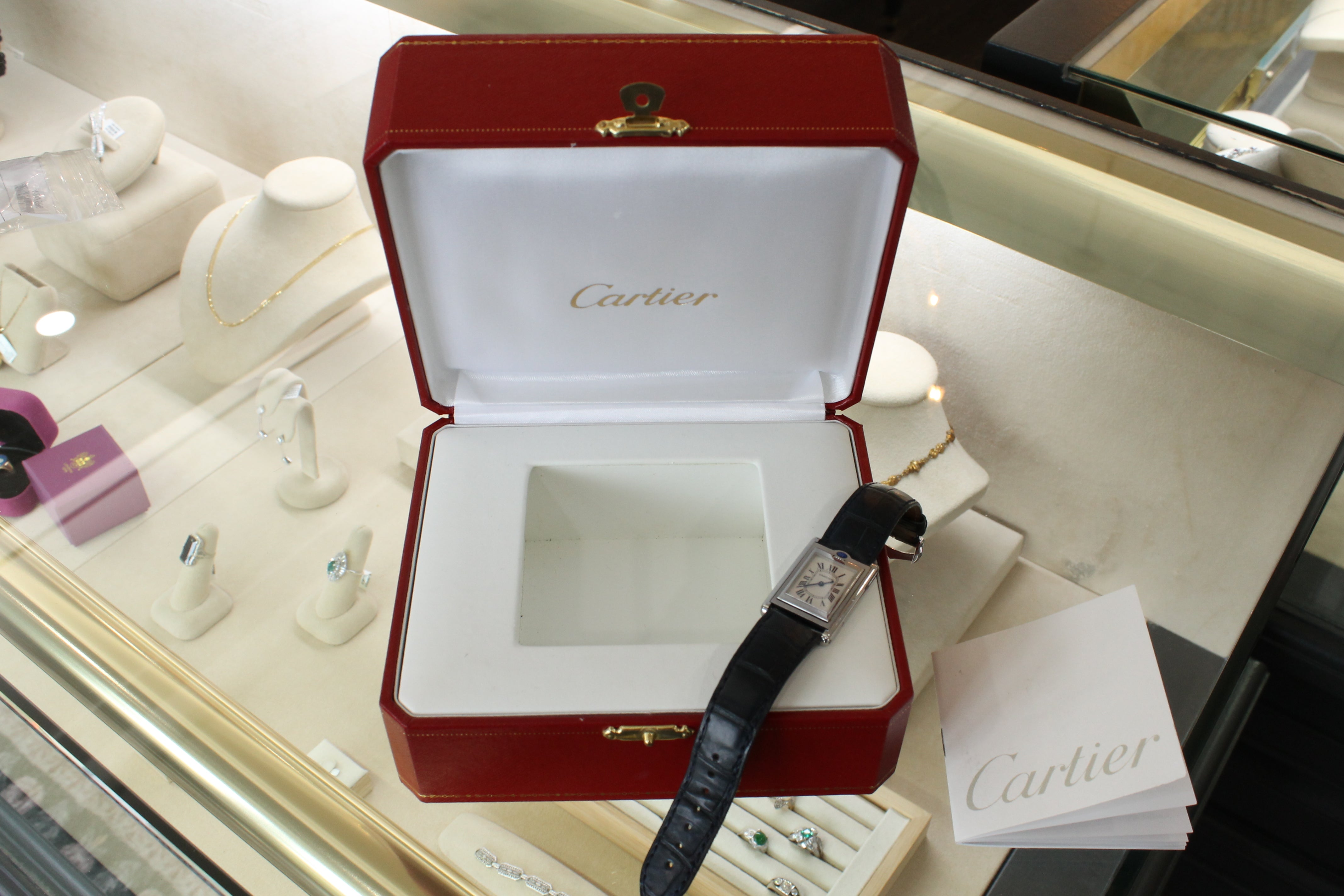 Gray Cartier Basculante ref.2405 Stainless Steel Quartz Watch Original Blue Strap Box