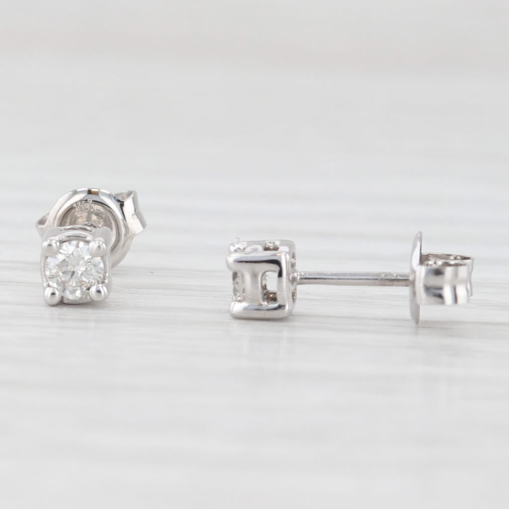Light Gray Vintage 0.20ctw Round Diamond Solitaire Stud Earrings 14k White Gold Push Backs