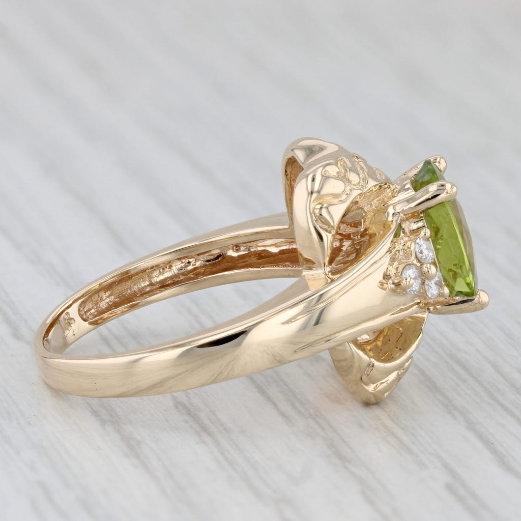 Gray 3ctw Peridot Diamond Ring 14k Yellow Gold Size 9.25 Oval Solitaire