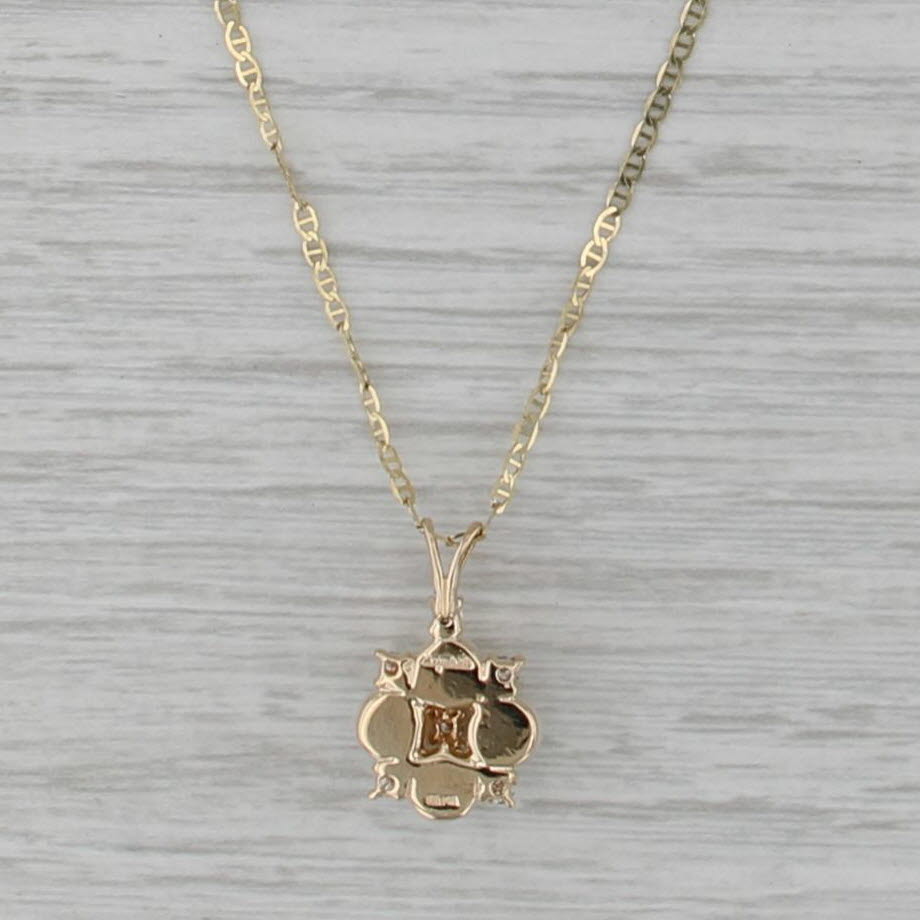 Cultured Pearl Diamond Pendant Necklace 14k Gold 16" Mariner Anchor Chain