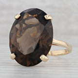 Gray Smoky Quartz Oval Solitaire Ring 10k Yellow Gold Size 8.75