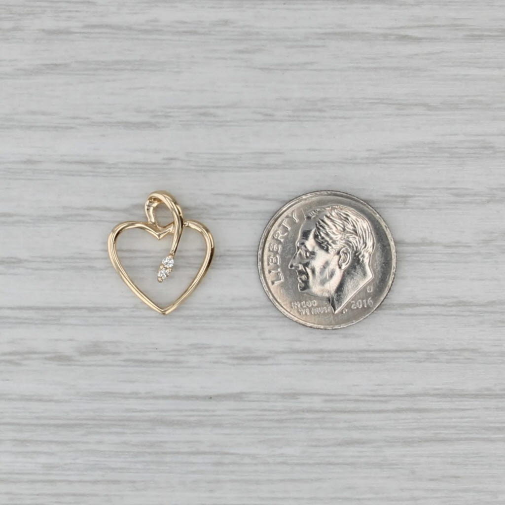 Diamond Accented Stylized Open Heart Pendant 14k Yellow Gold
