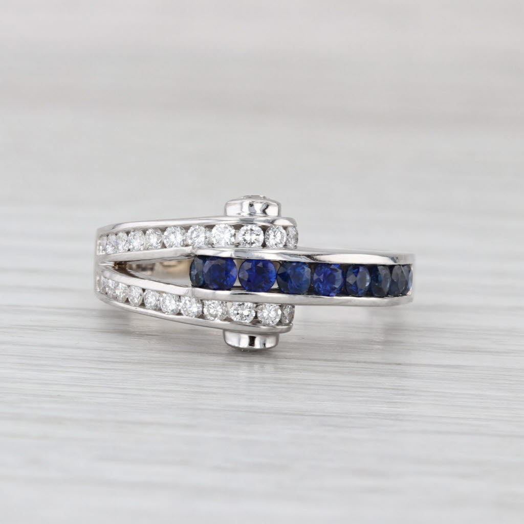 Krypell 1.35ctw Blue Sapphire Diamond Ring 18k White Gold Size 8