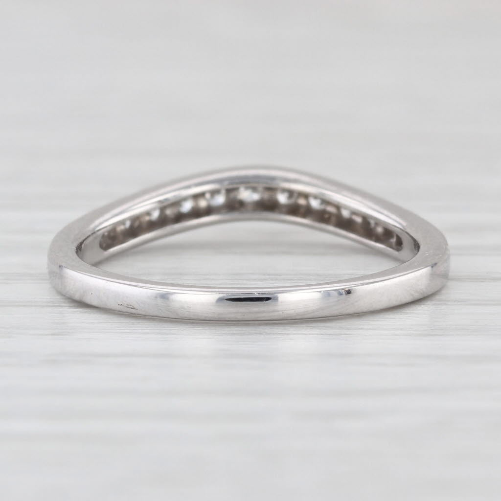 0.15ctw Diamond Contoured Wedding Band 14k White Gold Stackable Ring Size 7