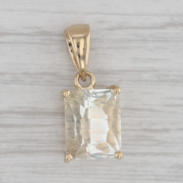 3.15ct Prasiolite Green Amethyst Rectangle Solitaire Pendant 14k Yellow Gold
