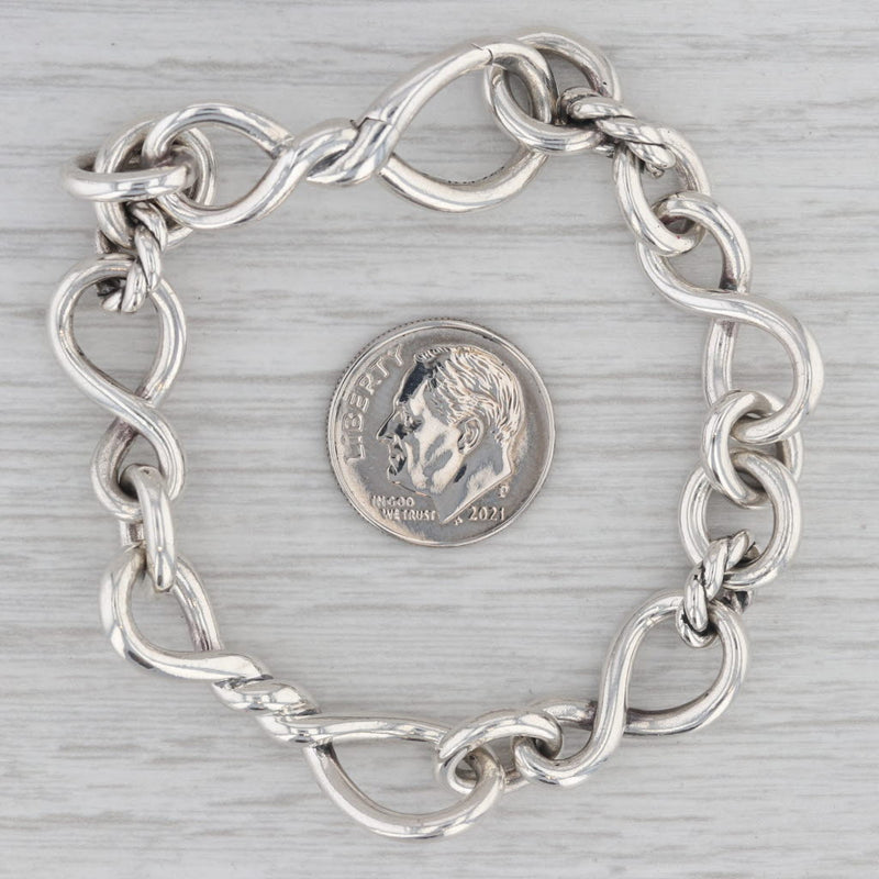 David Yurman Figaro Chain Bracelet Sterling Silver 6.5" 10.7mm