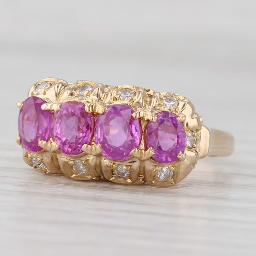 Light Gray Vintage 1.32ctw Pink Sapphire Diamond Ring 18k Yellow Gold Size 6
