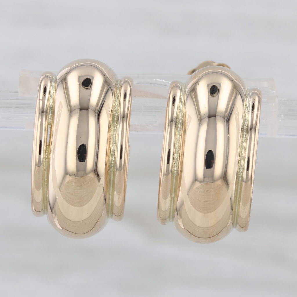 Small C-Hoop Earrings 14k Yellow Gold Butterfly Backs Round Hoops