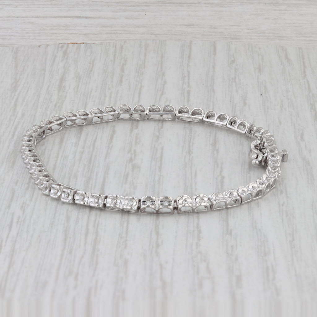 Gray 0.25ctw Diamond Tennis Bracelet 10k White Gold 7.25" 2.7mm