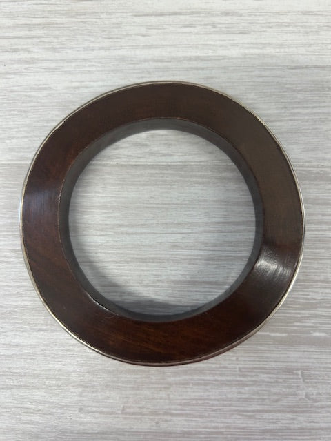 Silpada Wavy Rosewood Bangle Bracelet w/ Pouch Sterling Silver Wood 7.75" B1662