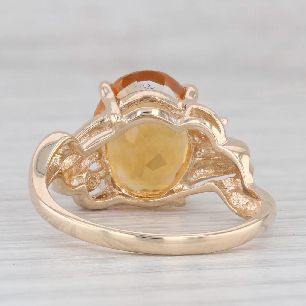 Light Gray 4.24ctw Orange Oval Citrine Diamond Ring 14k Yellow Gold Size 8