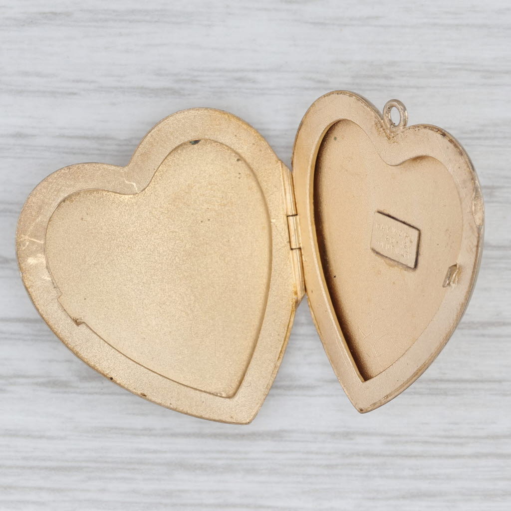 Vintage Engravable Heart Picture Locket Pendant Gold Filled Opens Hayward