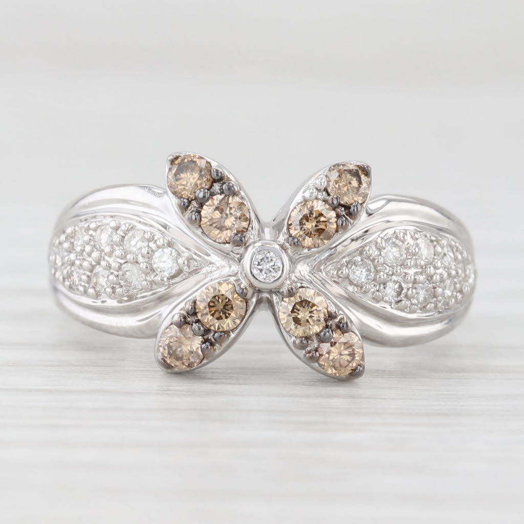 Light Gray Le Vian 0.39ctw Champagne Diamond Flower Ring 18k White Gold Size 5.25