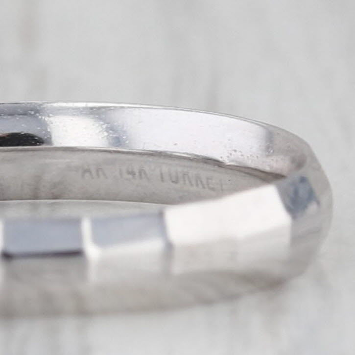 Beveled Band Ring 14k White Gold Size 5 Stackable Wedding Band