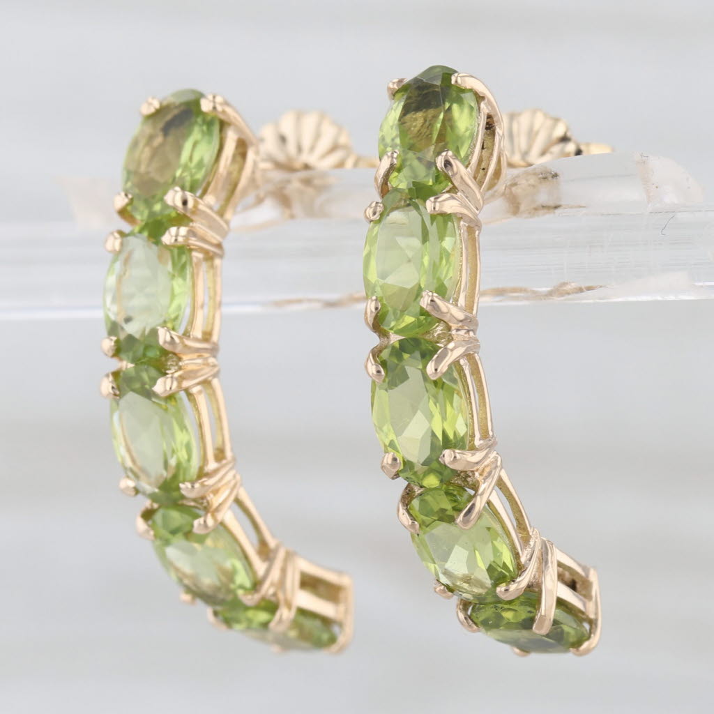 5ctw Peridot Journey Half Hoop Earrings 14k Yellow Gold Drops