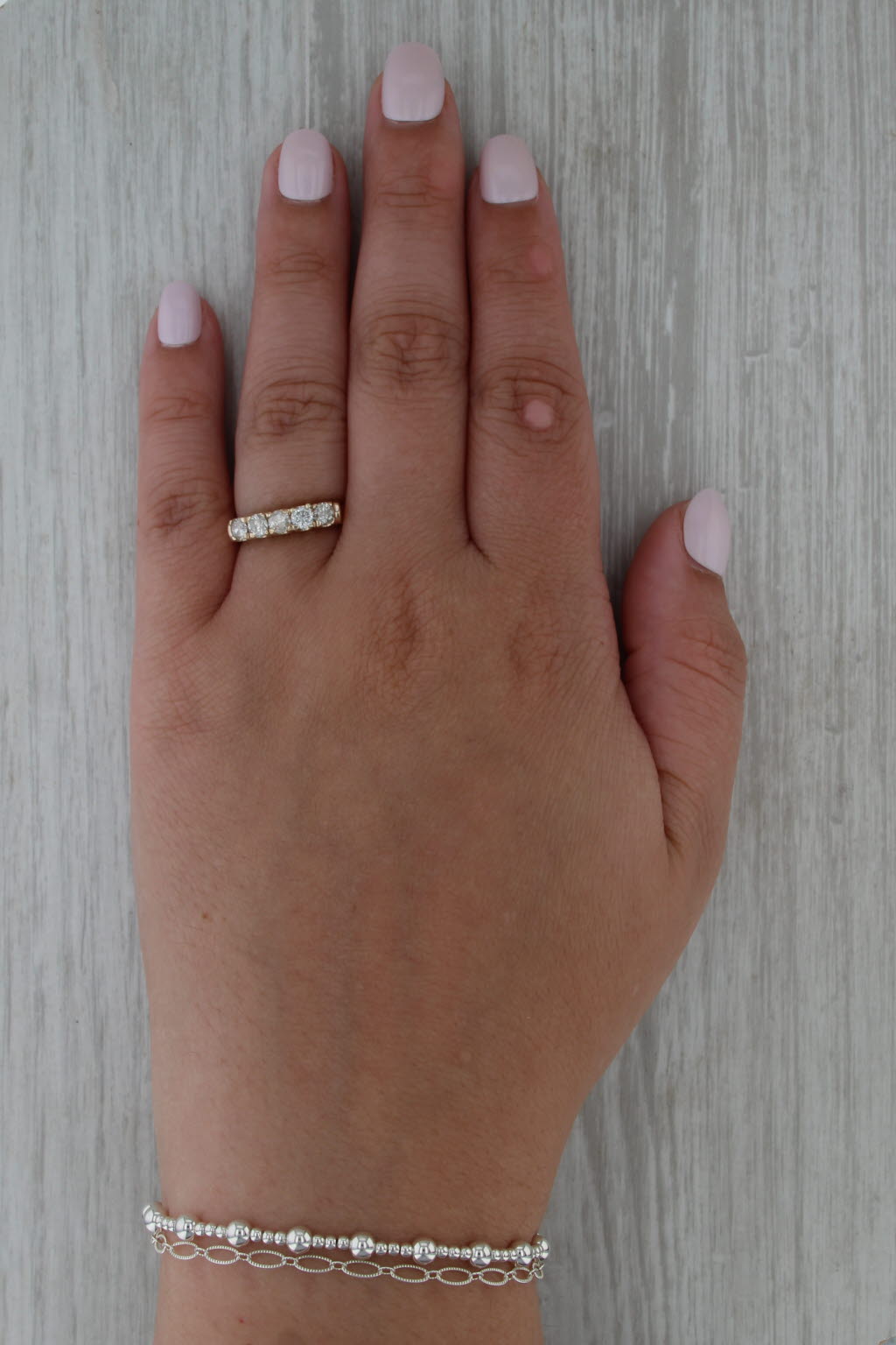 0.70ctw Diamond 5 Stone Ring 14k Yellow Gold Wedding Anniversary Band Size 7