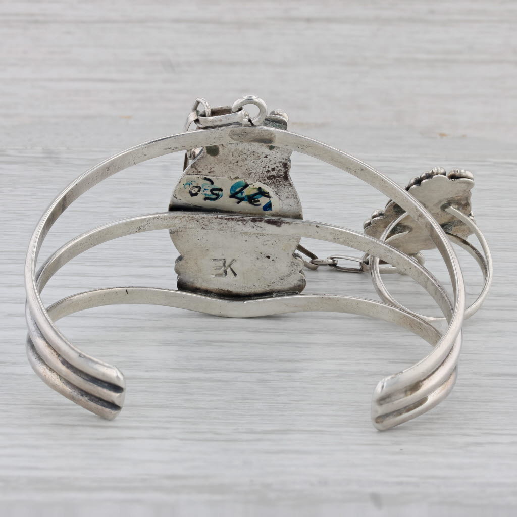 Gray Native American Cuff Bracelet Ring Set Sterling Silver Navajo Emerson Kinzel