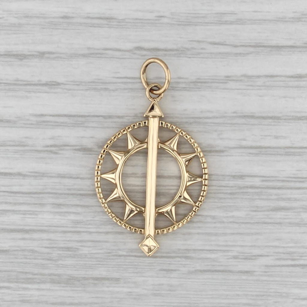Monica Rich Kosann Diamond Time is Precious Sundial Pendant 18k Tellow Gold