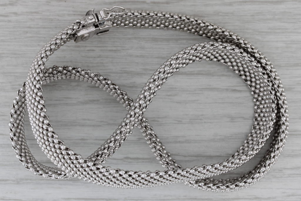 Dark Gray Mesh Chain Necklace Sterling Silver 18.75" 11.8mm Italian